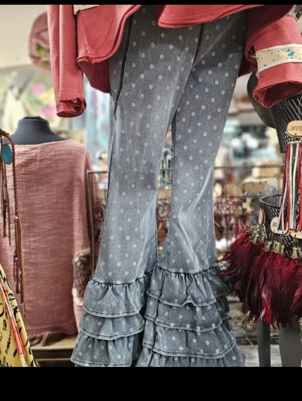 #1544 A Rare Bird Blue Polka Dot Leggings
